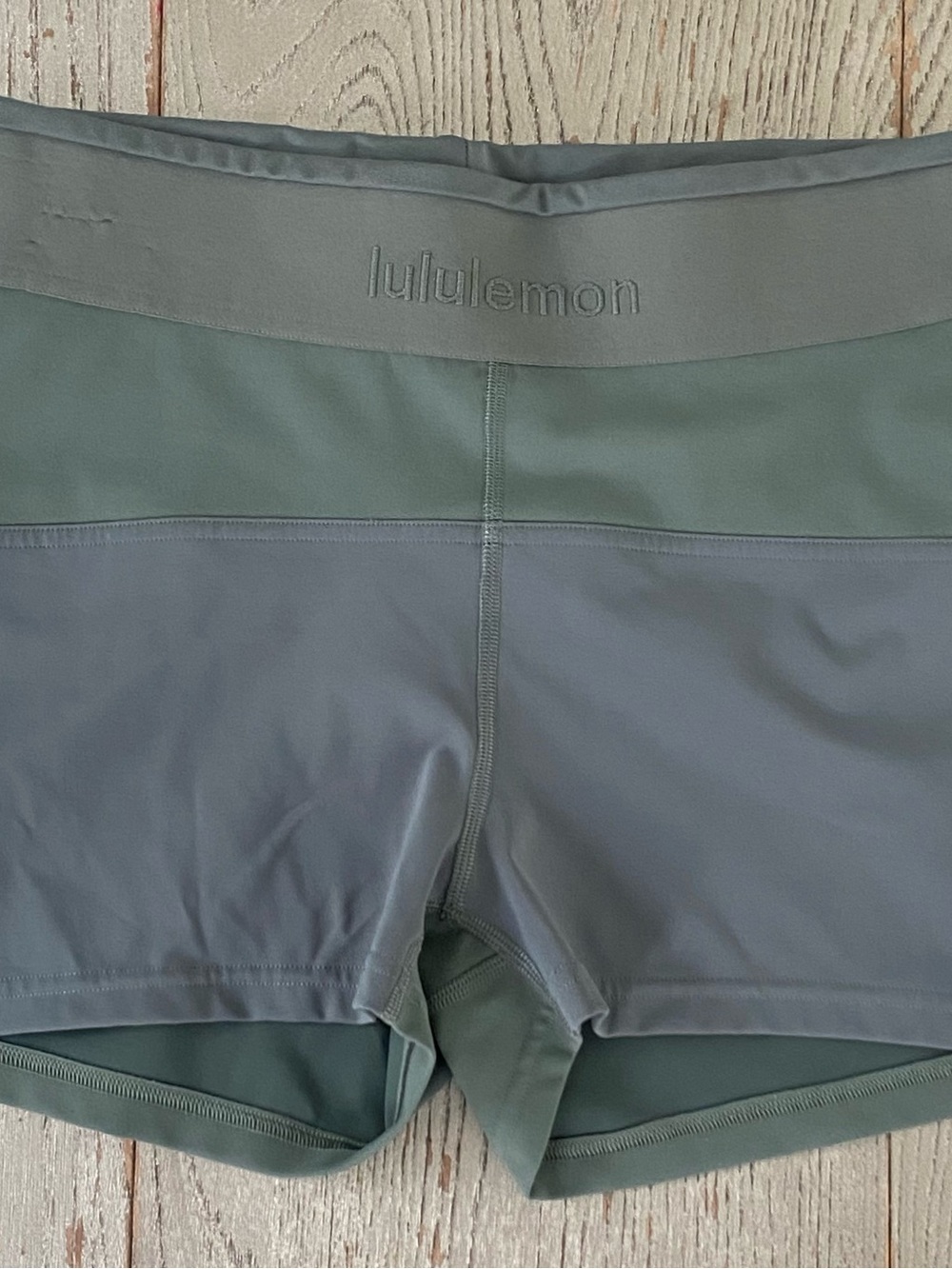 lululemon sage green high-waist performance shorts